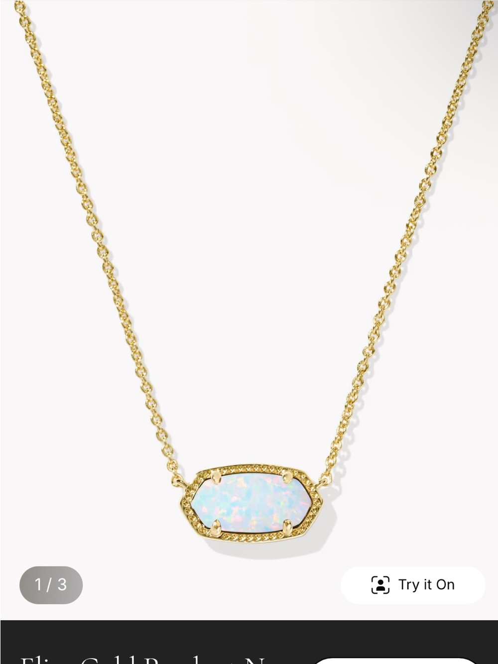 Kendra Scott Gold Necklace with White Opal Stone